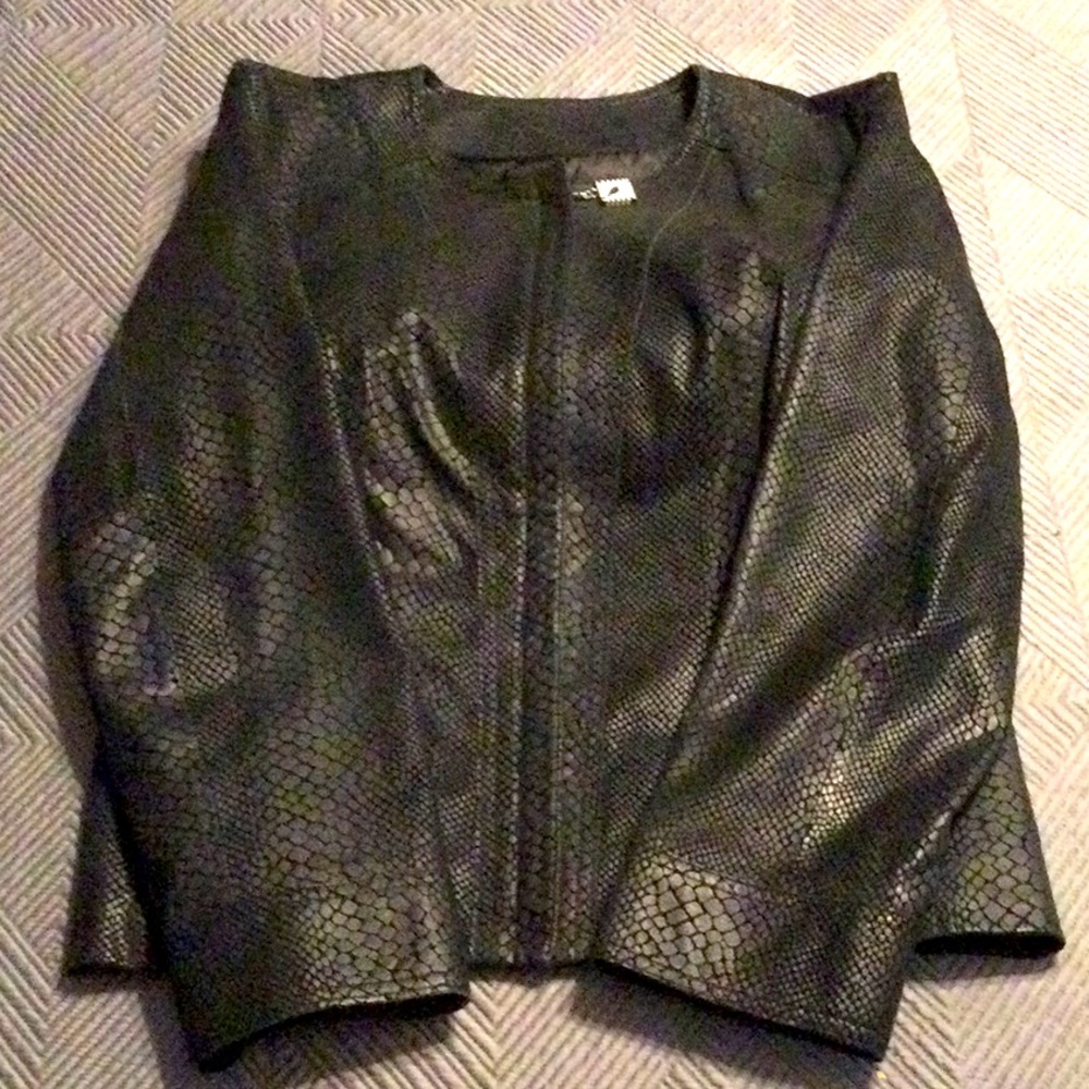 Alfani black leather coat for women